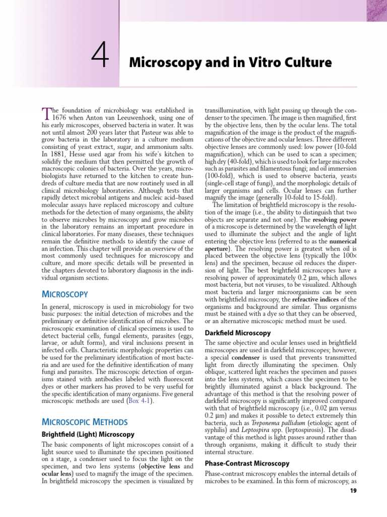 4 Microscopy and in Vitro Culture | PDF | Staining | Microscopy