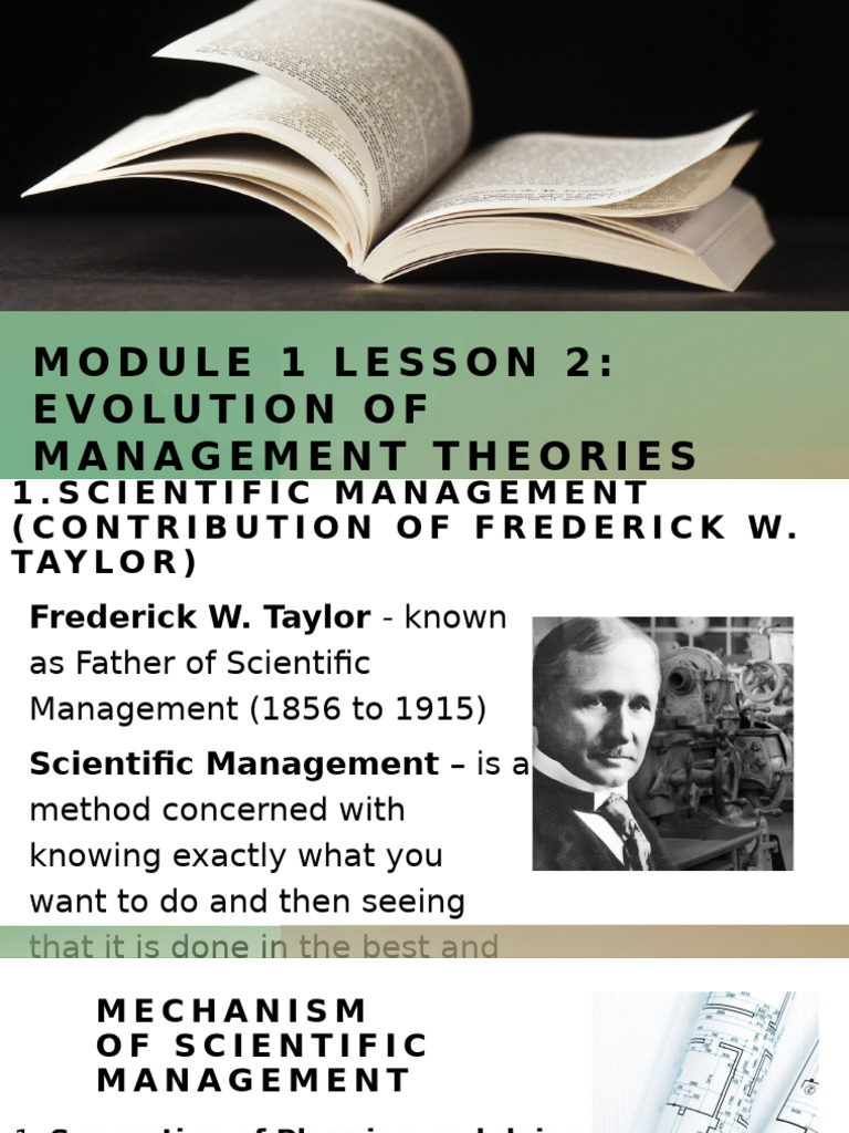 Organization and Management Lesson 2 Evolution of Management Theories ...