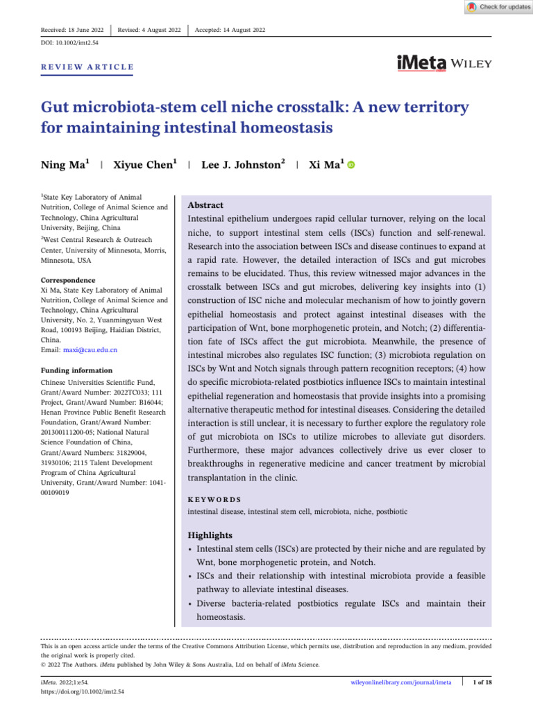 Gut Microbiota and Stem Cell Crosstalk | PDF | Cell Signaling ...