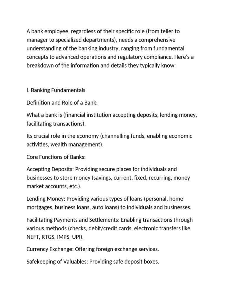 Basics of Banks | PDF | Banks | Regulatory Compliance