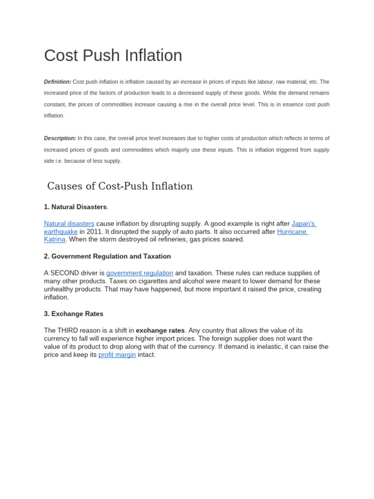 Understanding Cost Push Inflation | PDF