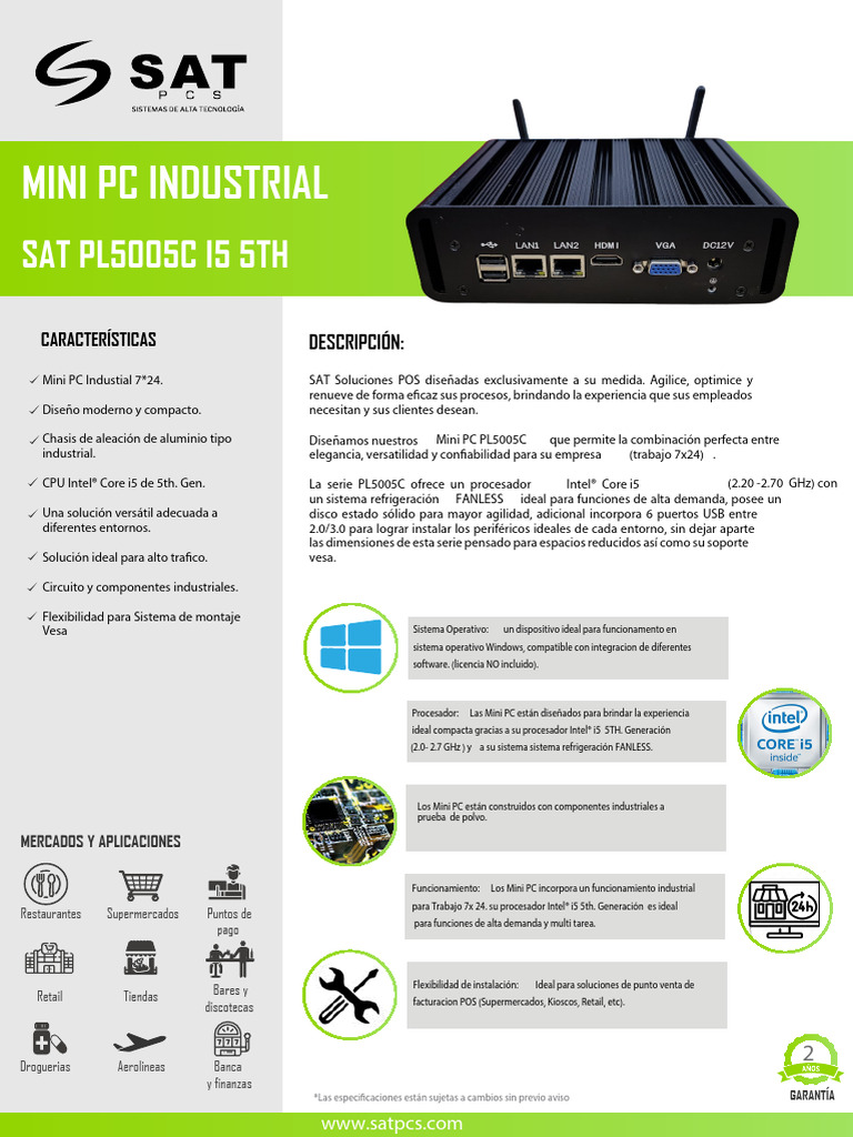 Mini PC Sat pl5005c | PDF | Microprocesador | Computadoras personales