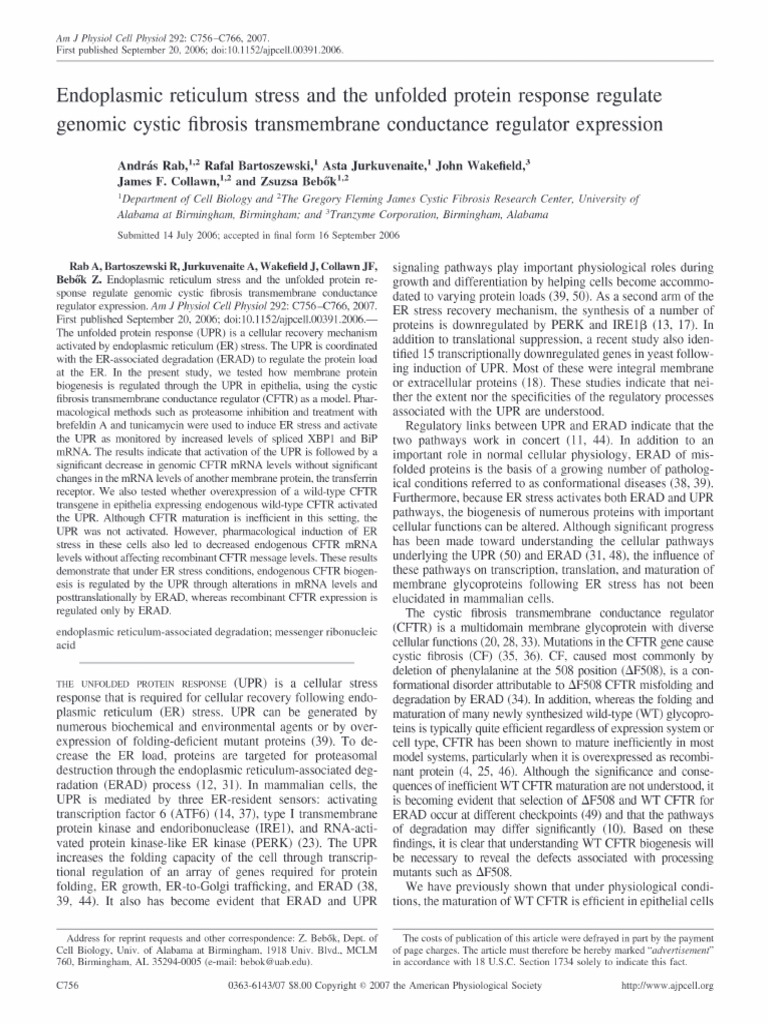 Endoplasmic Reticulum Stress and The Unfolded Protein Response Regulate ...