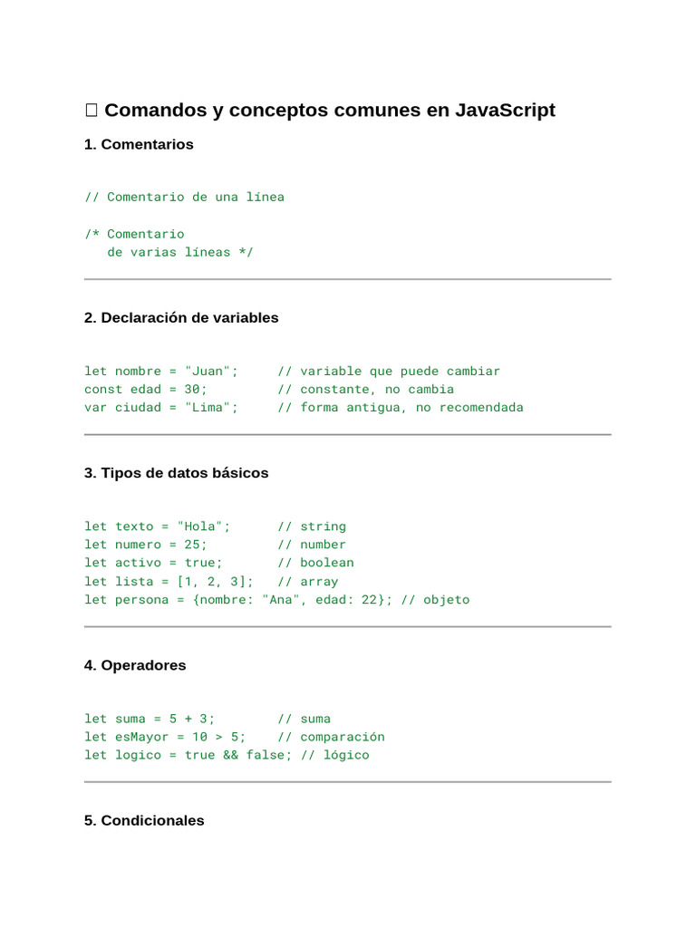 Comandos Esenciales de JavaScript y HTML | PDF | HTML | Script Java