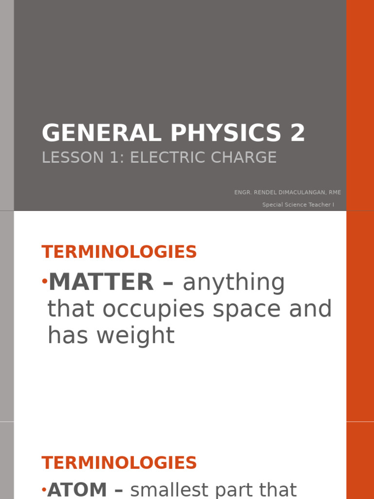 Physics2 Lecture w1 | PDF | Electric Charge | Atoms
