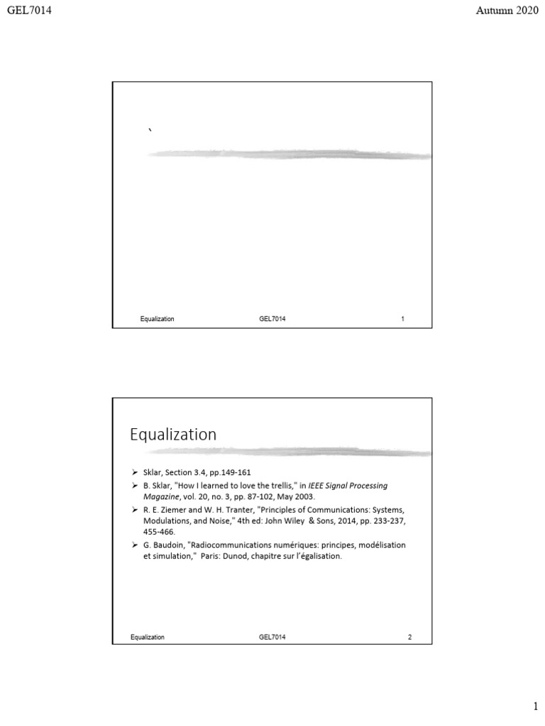 Equalization Techniques in Communication Systems | PDF | Equalization ...