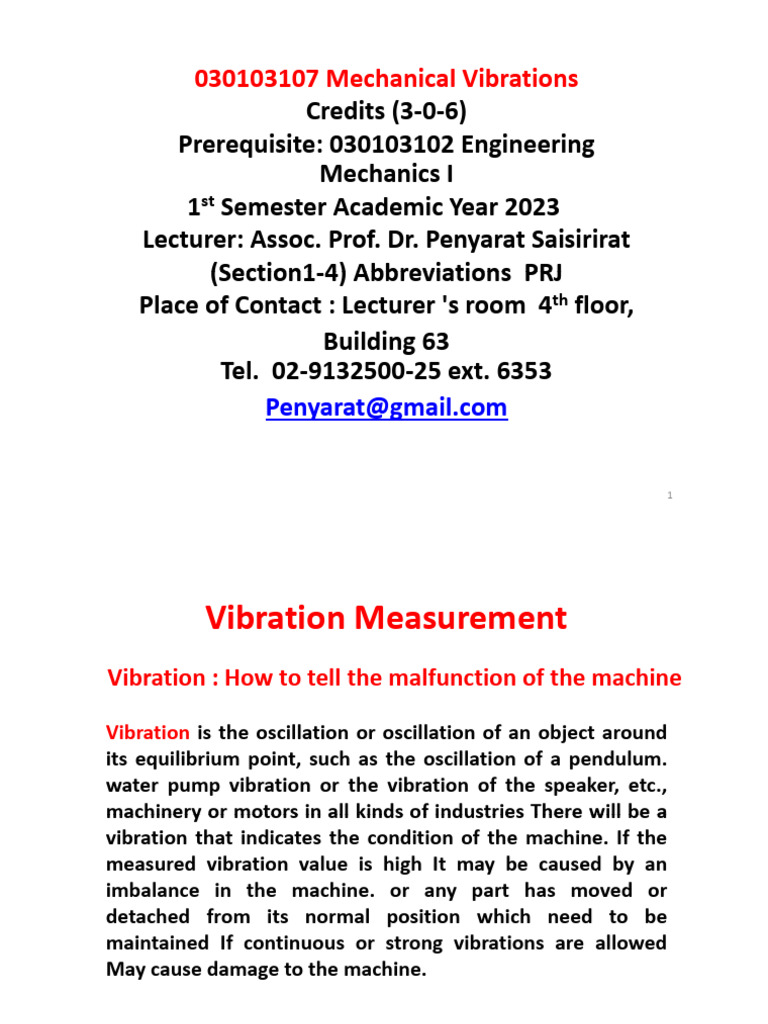Vibration Measurement Techniques Overview | PDF | Oscillation | Fast ...