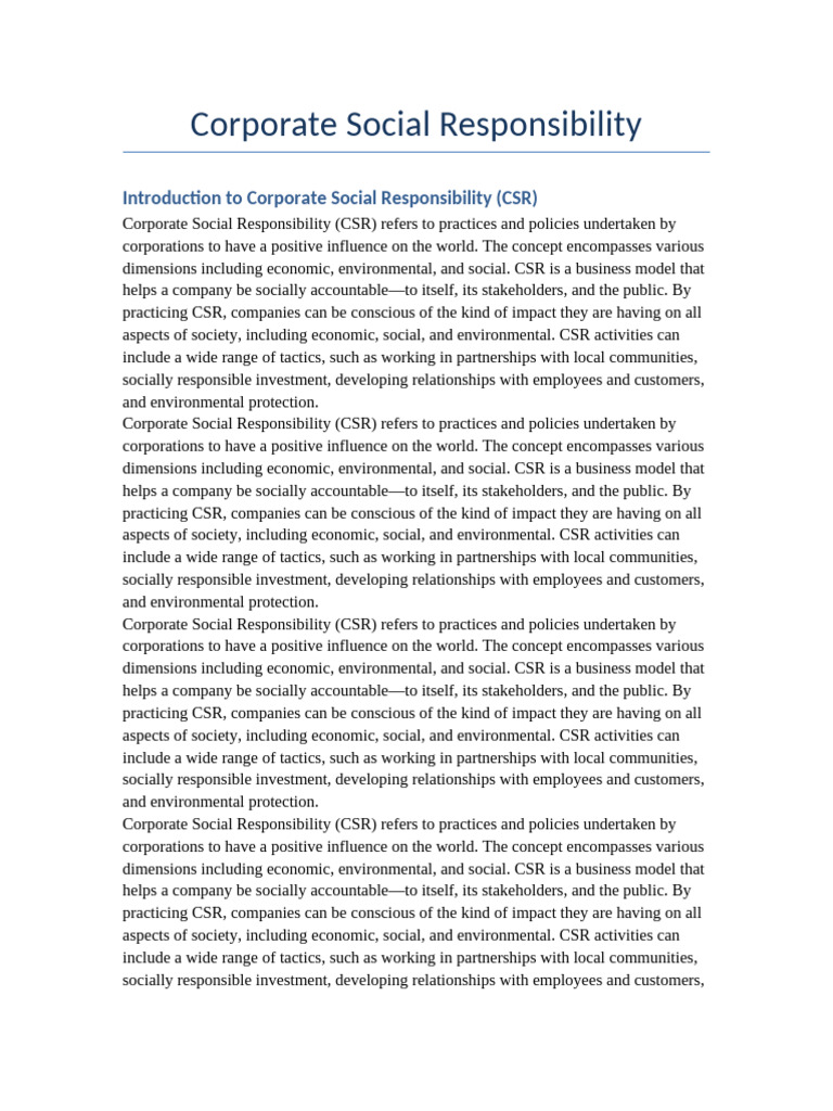 Understanding Corporate Social Responsibility | PDF | Corporate Social ...