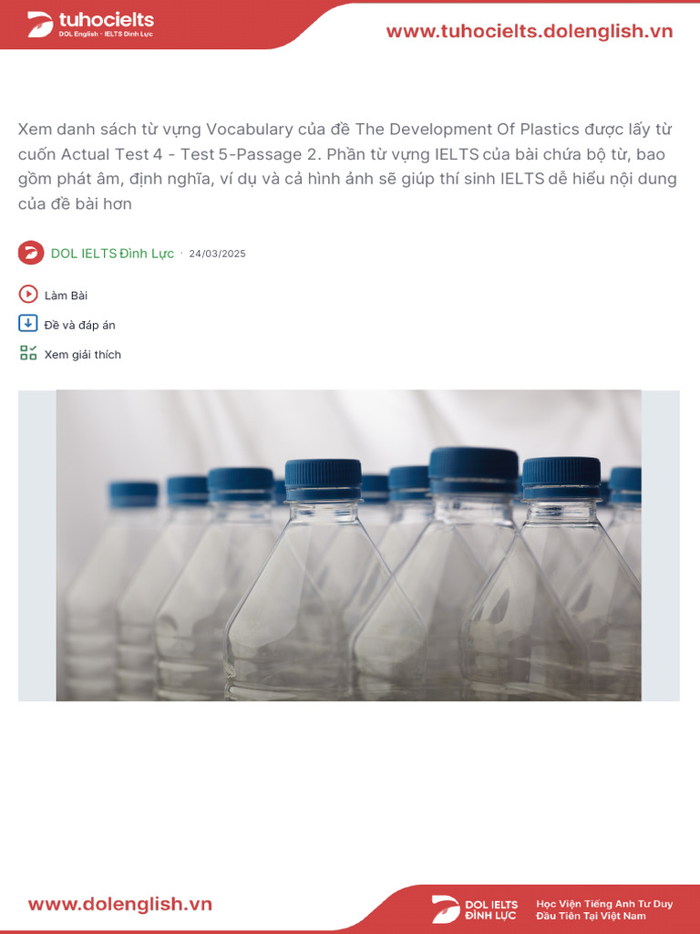 IELTS Vocabulary: Development of Plastics | PDF | Materials