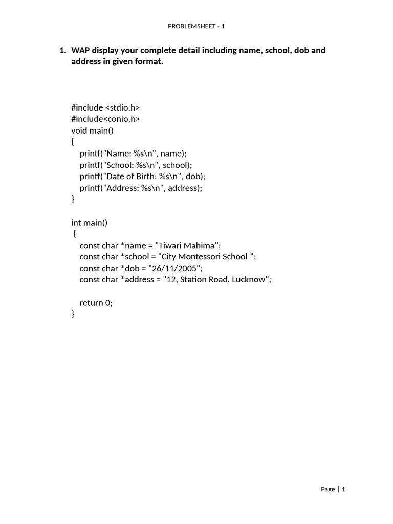 C Programming Problem Set Solutions | PDF | Area | Length