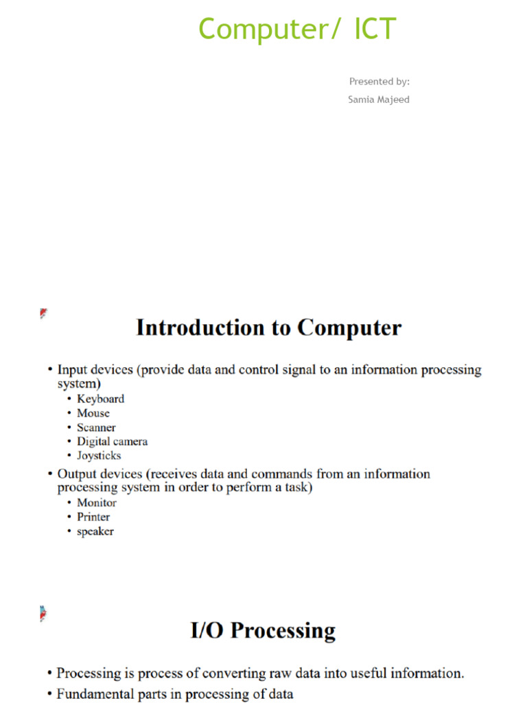 Computer/ ICT: Presented By: Samia Majeed | PDF