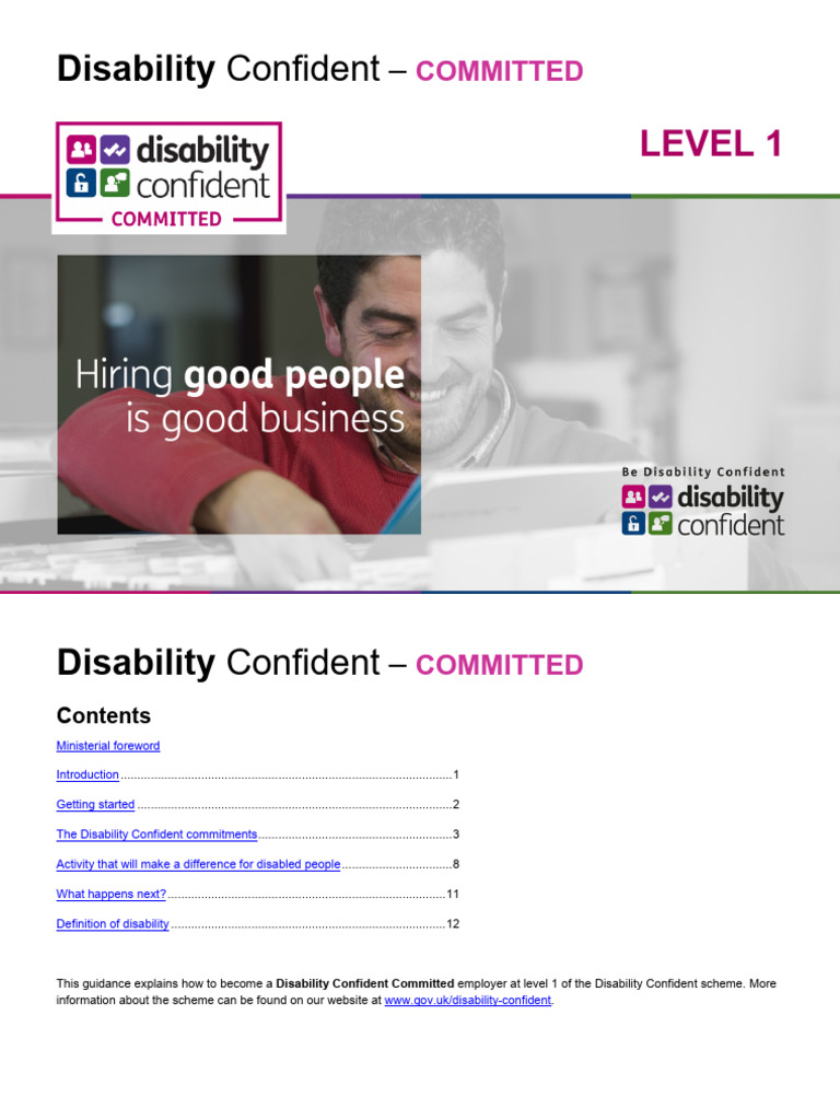 Disability Confident Committed Level 1 Pack | PDF | Recruitment ...