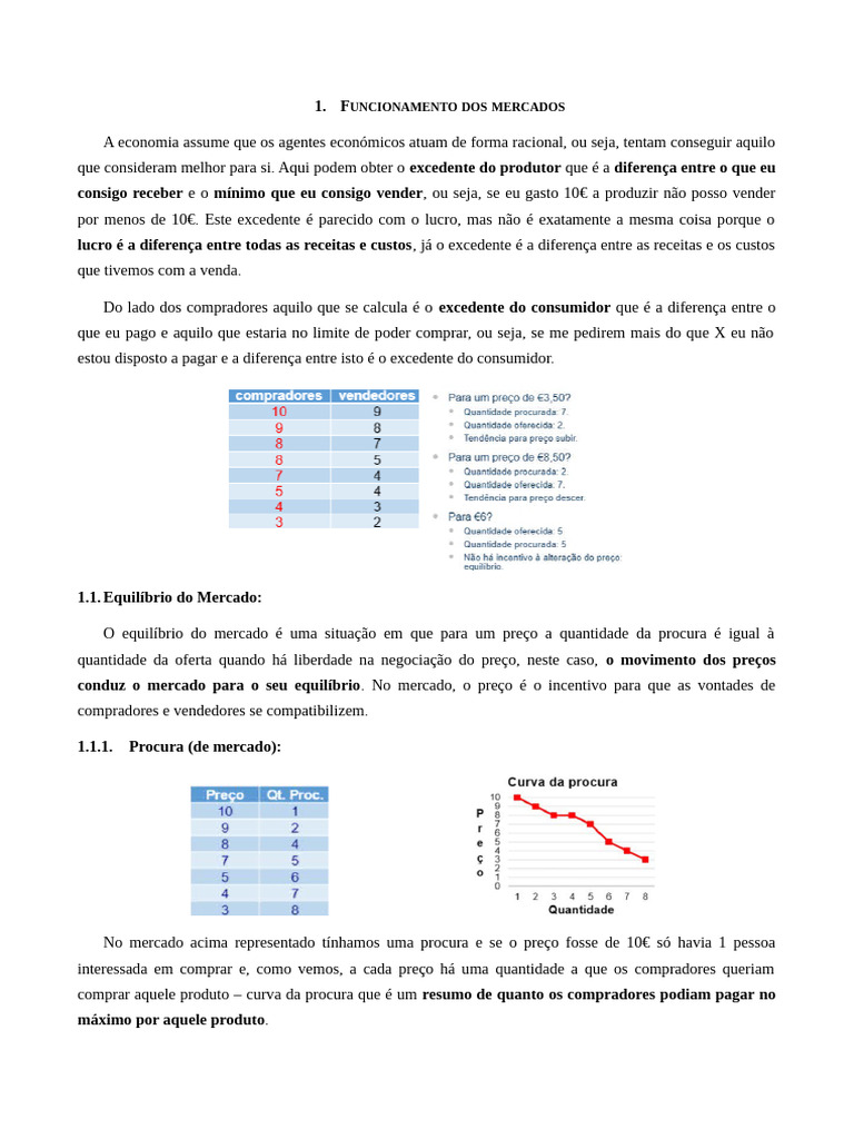Funcionamento dos Mercados e Equilíbrio | PDF | Demanda | Oferta e procura
