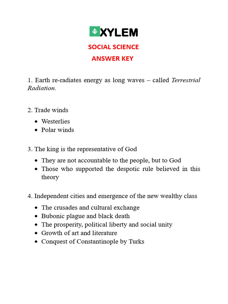 Social Science Answer Key Overview | PDF | Water Vapor | Precipitation