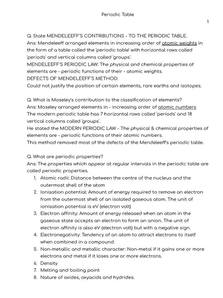 The Modern Periodic Table G10 | PDF | Periodic Table | Chemical Elements