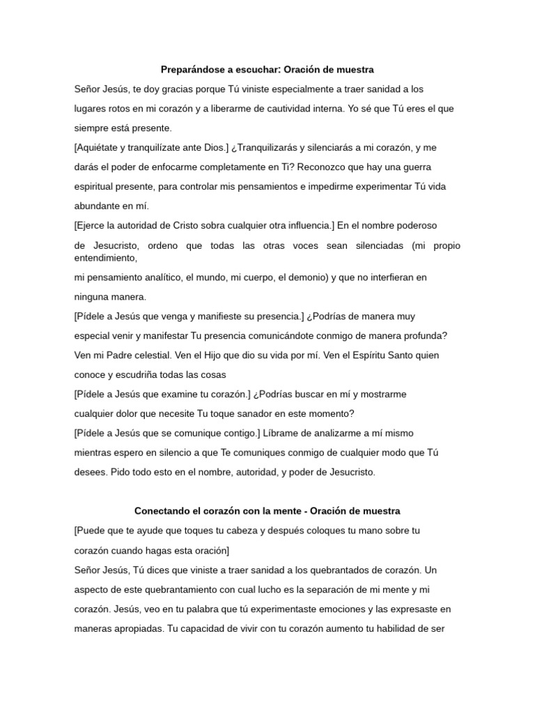 Oraciones para sanidad y liberación espiritual | PDF | Oración | Cristo ...