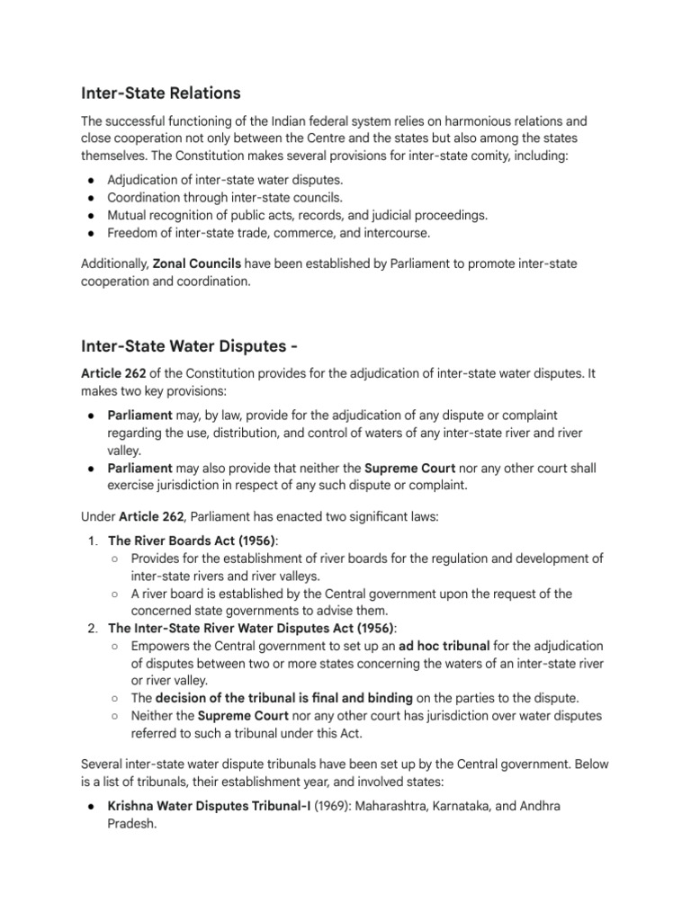 Inter State Relations | PDF | Governance | Public Law
