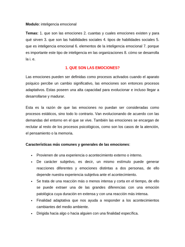 Fundamentos de la Inteligencia Emocional | PDF | Las emociones ...