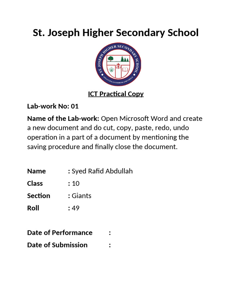 Class 10 ICT Practical Guide | PDF | Microsoft Word | Computing