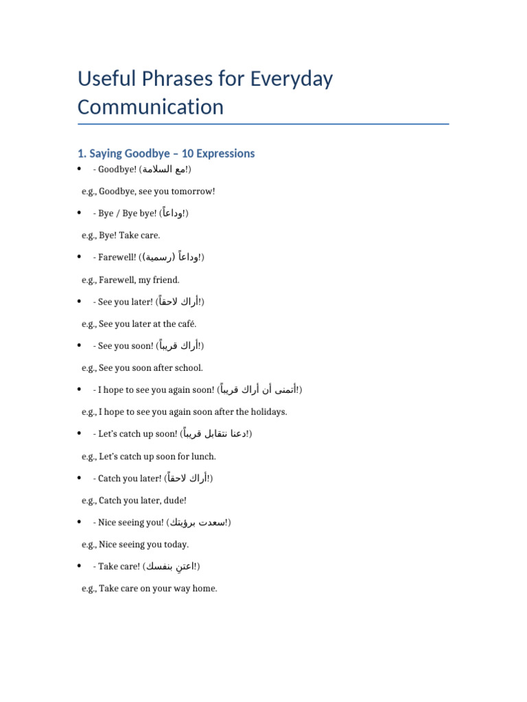 Everyday Communication Phrases | PDF