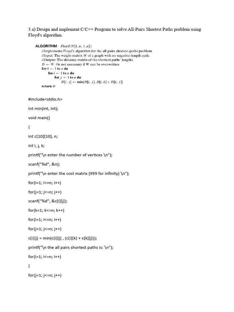 Implementing Warshall's Algorithm in C | PDF