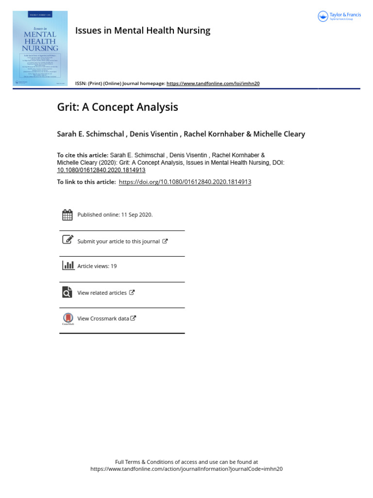 Grit: Concept Analysis in Mental Health | PDF | Grit (Personality Trait ...