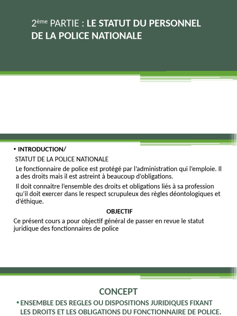 Statut et Carrière des Fonctionnaires de Police | PDF | Brigadier ...