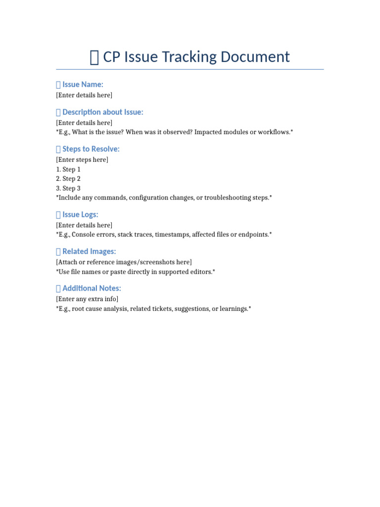 CP Issue Tracking Document | PDF