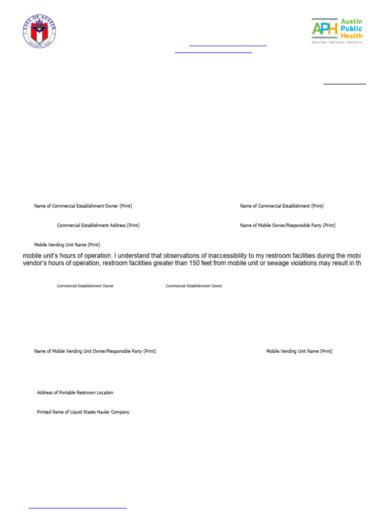 Austin Mobile Food Vendor Restroom Agreement | PDF | Public Toilet