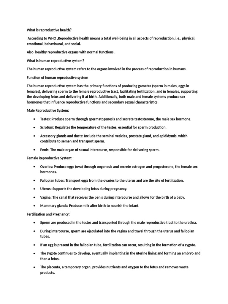 Reproductive Health | PDF | Reproductive System | Human Reproduction