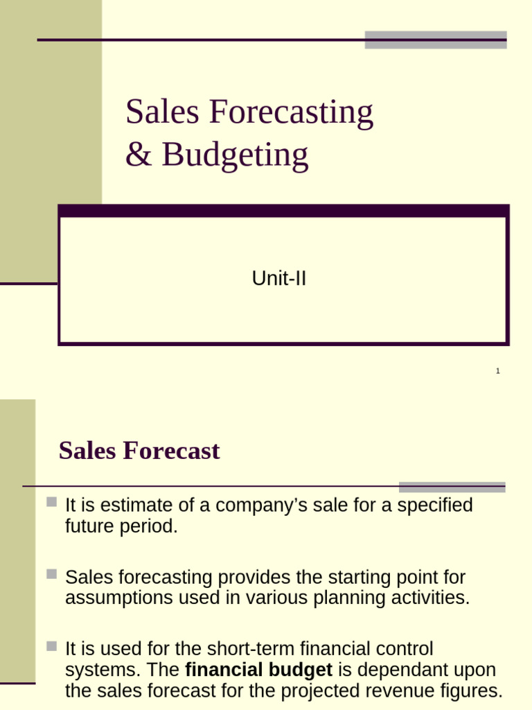 Sales Forecasting and Budgeting Guide | PDF | Forecasting | Budget