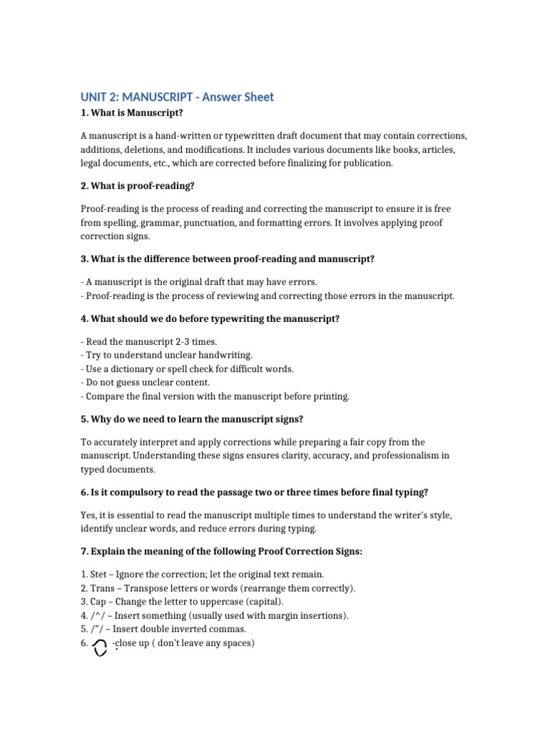 UNIT 2 Manuscript Answers | PDF