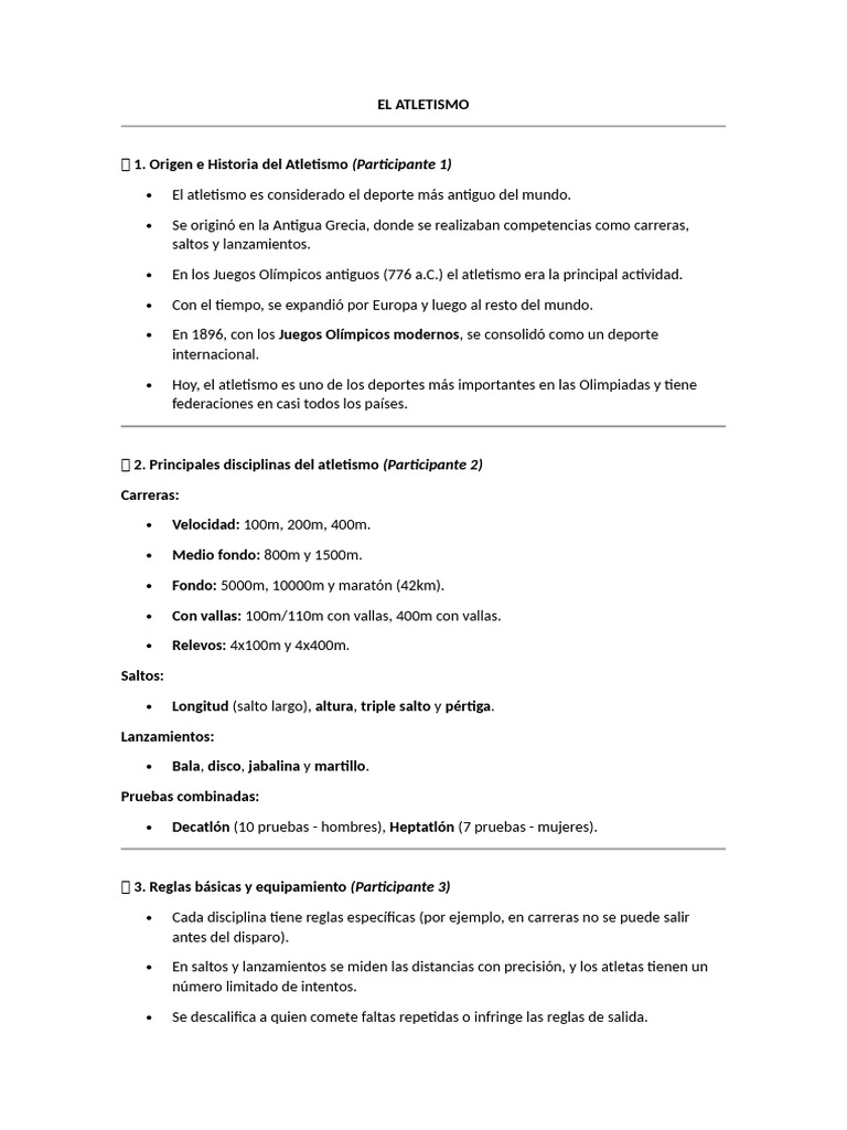 El Atletismo | PDF | Deporte del atletismo | Deportes atléticos