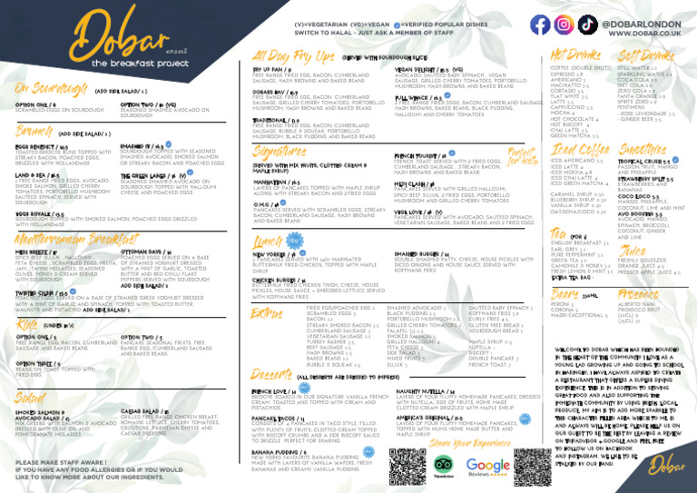 Dobar Breakfast and Brunch Menu | PDF | Pancake | Salad