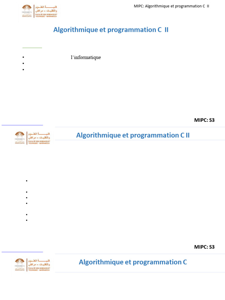 C II : Algorithmique et Programmation | PDF | Variable (informatique ...