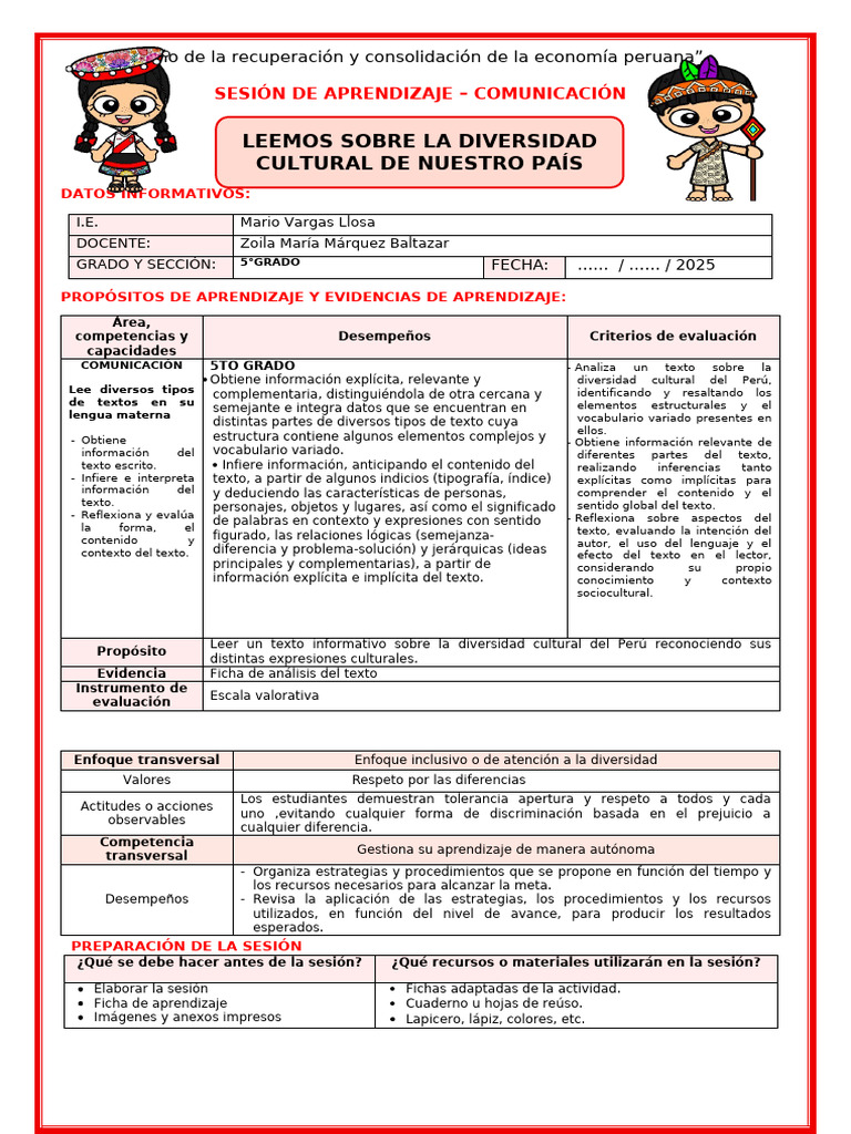 Ses-Lun-Comun-Leemos Sobre La Diversidad Cultural de Nuestro País ...