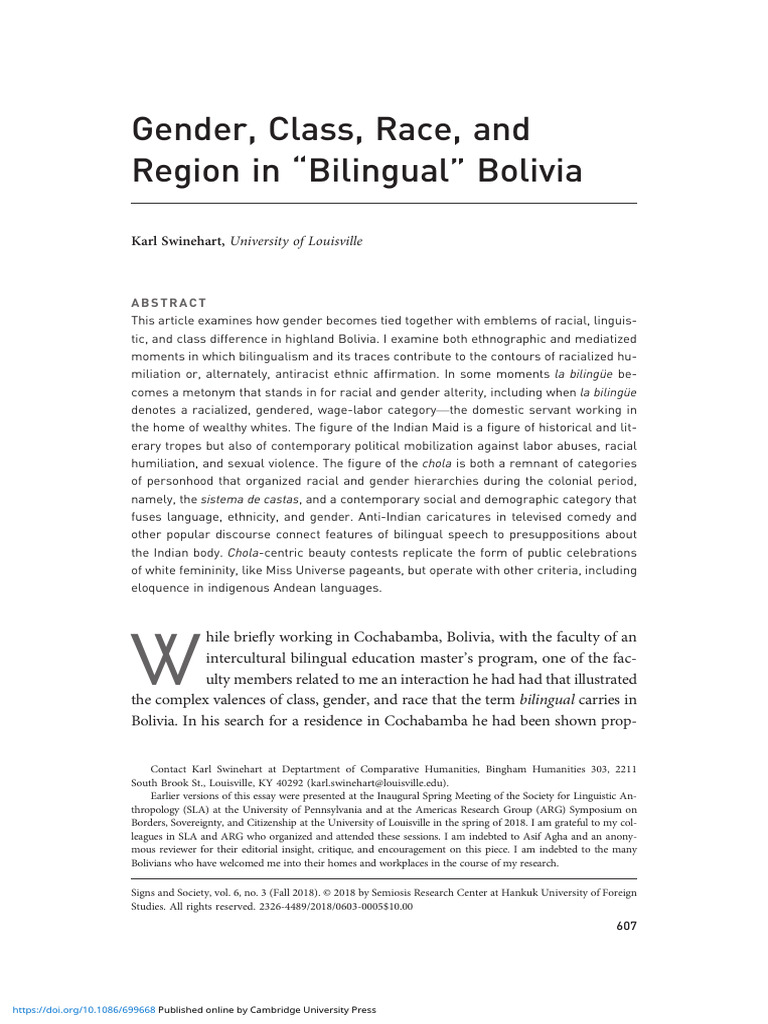 Karl Swinehart (2025) Gender, Class, Race, and Region in 