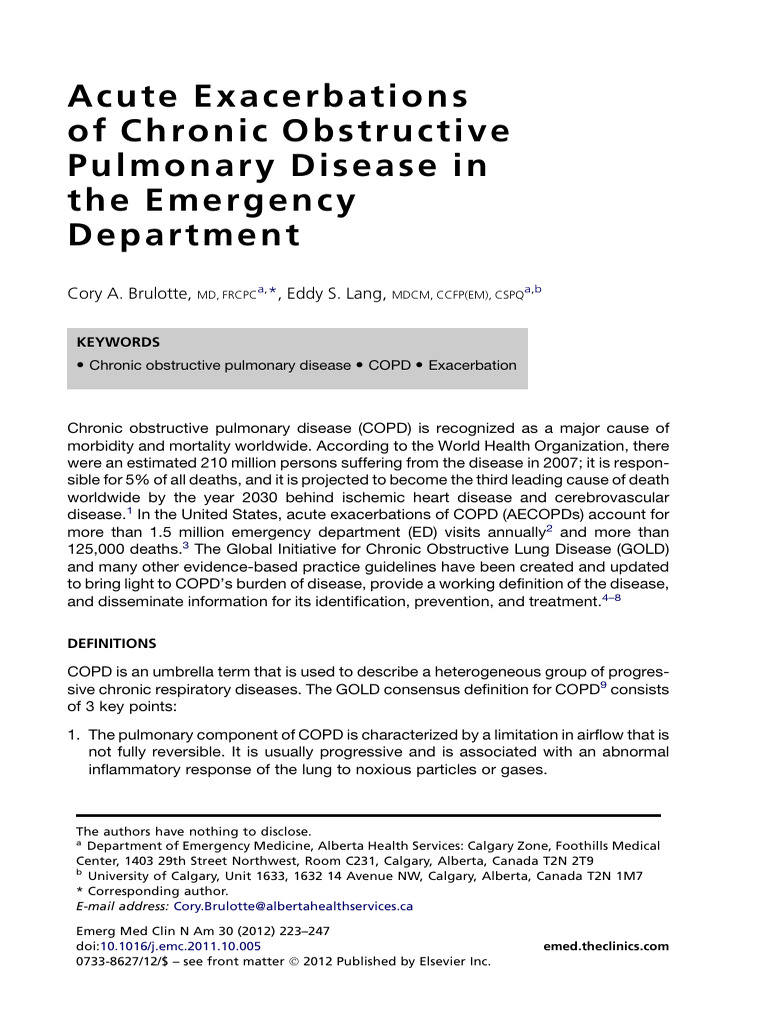 Acute COPD Exacerbations in EDs | PDF | Chronic Obstructive Pulmonary ...