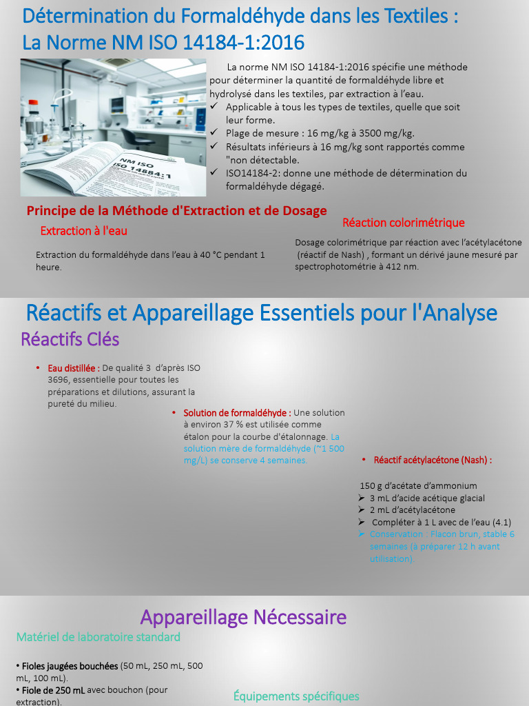 Détermination du Formaldéhyde en Textiles | PDF | Méthanal | L'absorbance