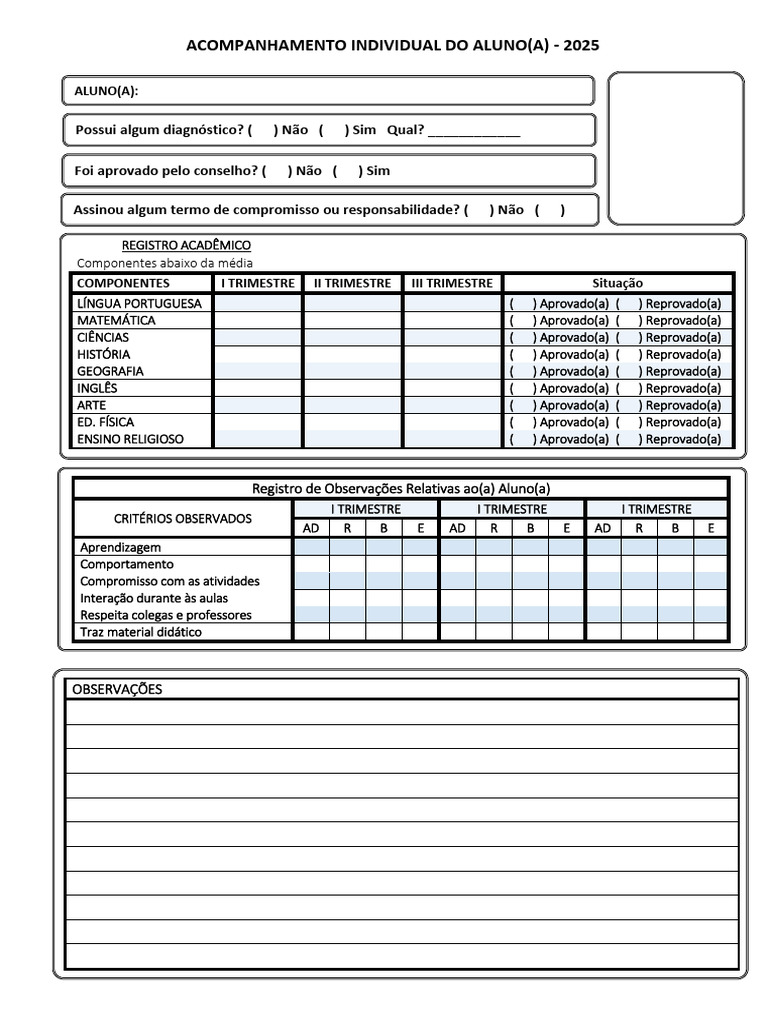 Acompanhamento Individual Do Aluno | PDF | Pedagogia