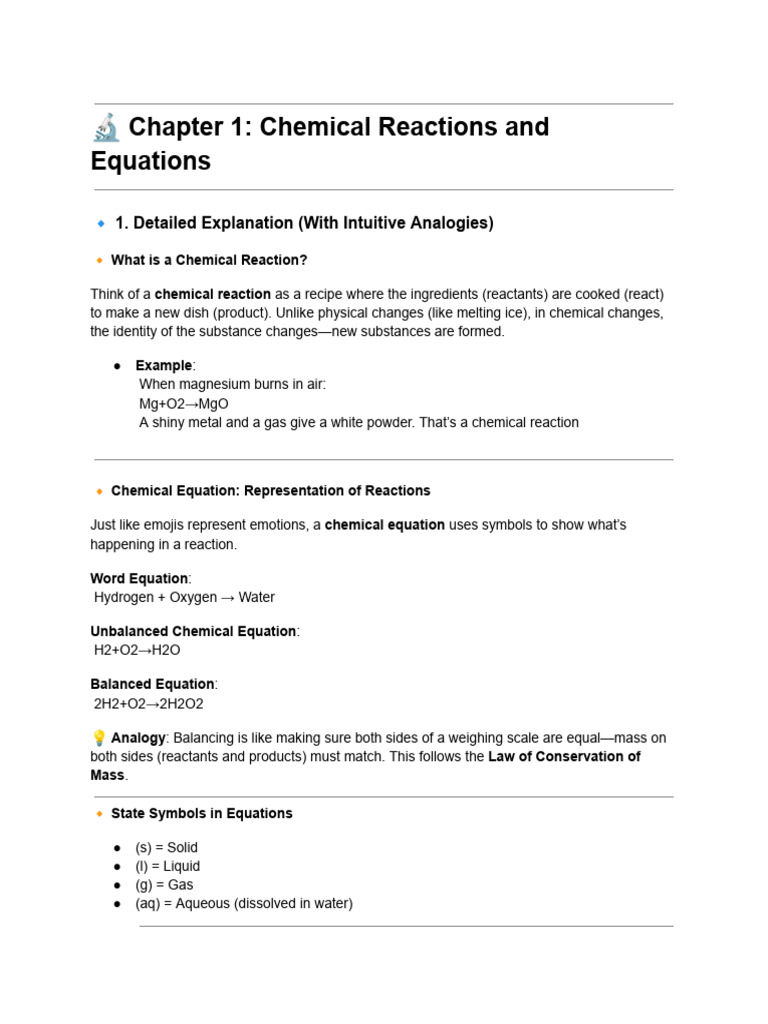 Chemical Reactions: Types and Equations | PDF | Acid | Redox