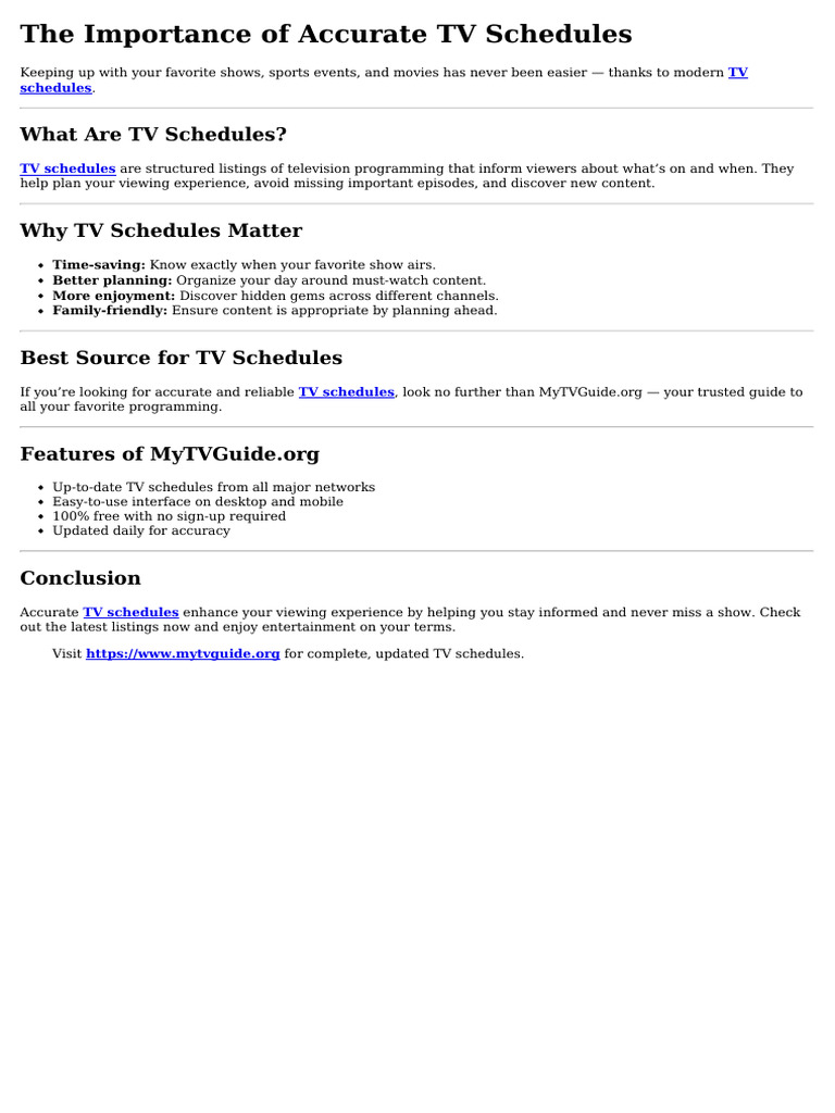 Accurate TV Schedules for Viewers | PDF