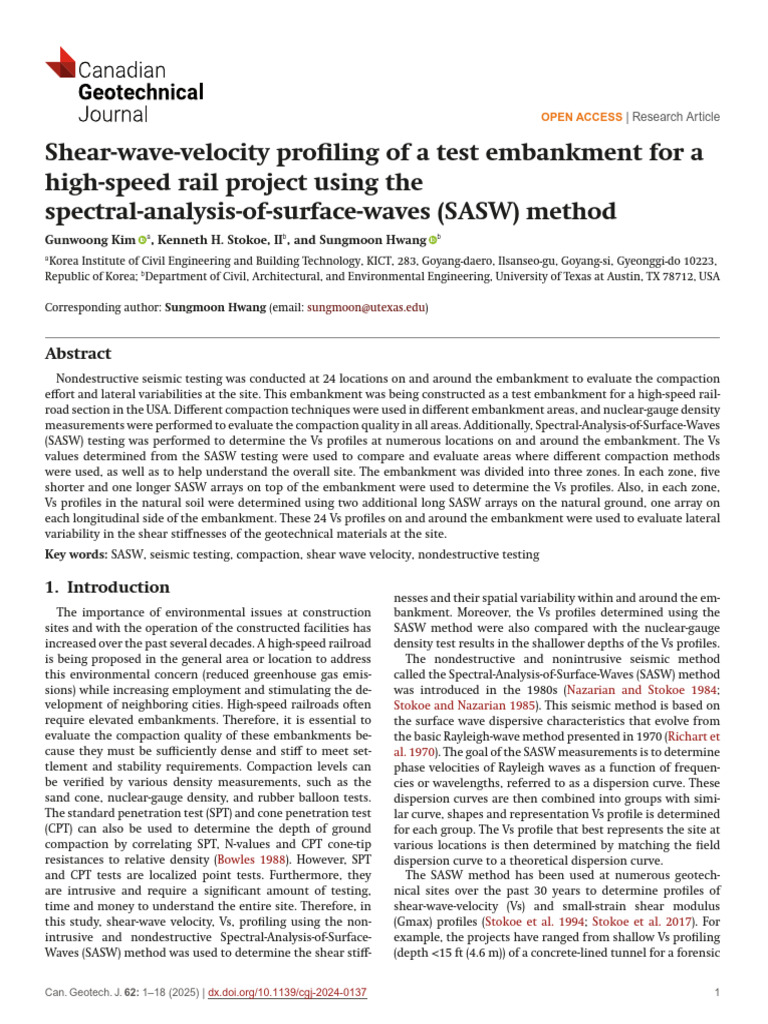 Shear-Wave Velocity Profiling for Rail Embankment | PDF | Physical ...