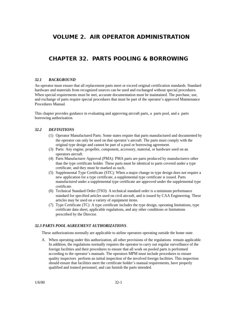 Parts Pooling and Borrowing Guidelines | PDF | Aviation | Transport