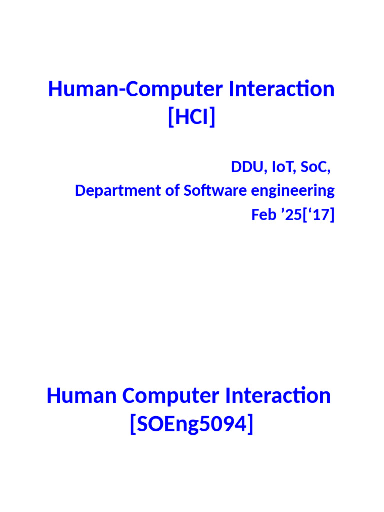Human-Computer Interaction Course Outline | PDF | Human–Computer ...