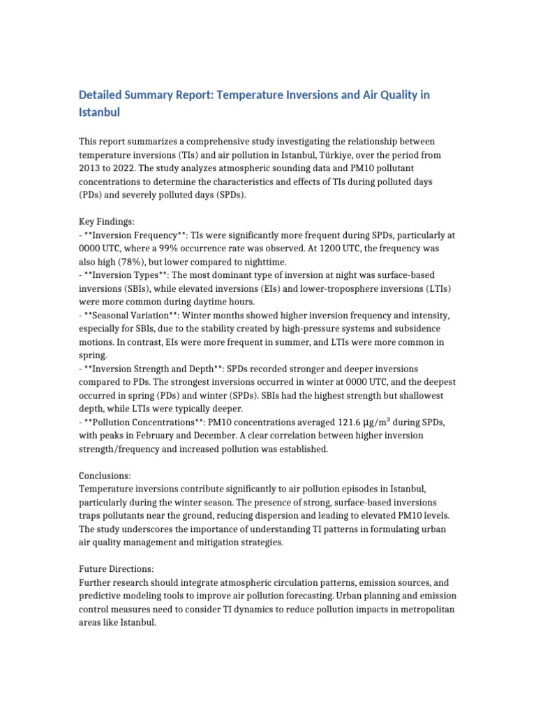 Detailed Summary Report Istanbul TIs | PDF
