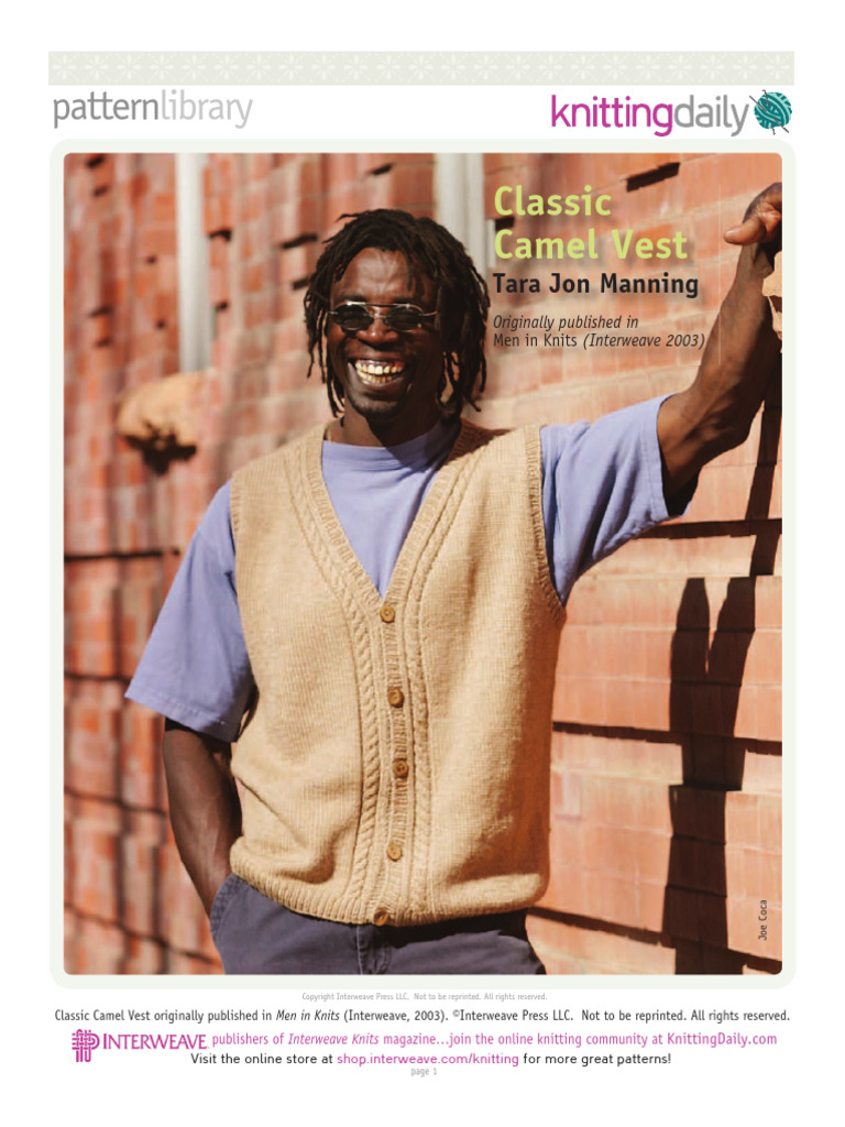 Classic Camel Vest Knitting Pattern | PDF | Knitting | Fibers