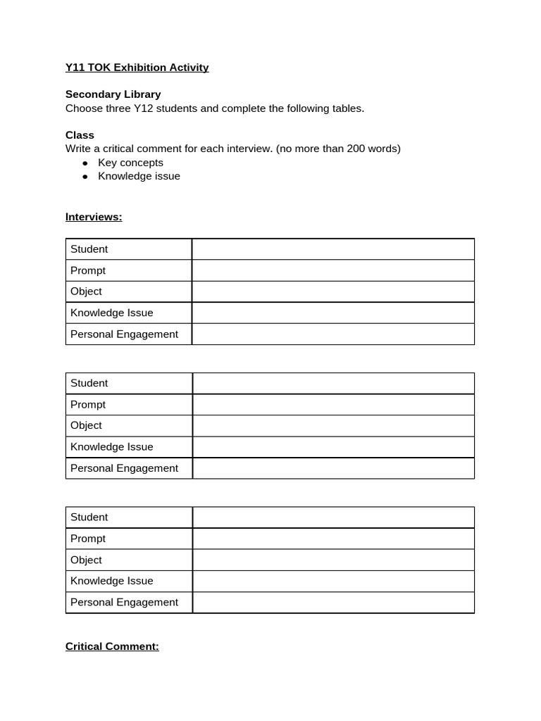 Y11 TOK Exhibition Guidelines | PDF