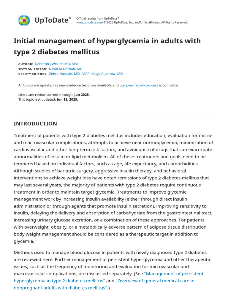 Managing Hyperglycemia in Type 2 Diabetes | PDF | Diabetes | Hyperglycemia