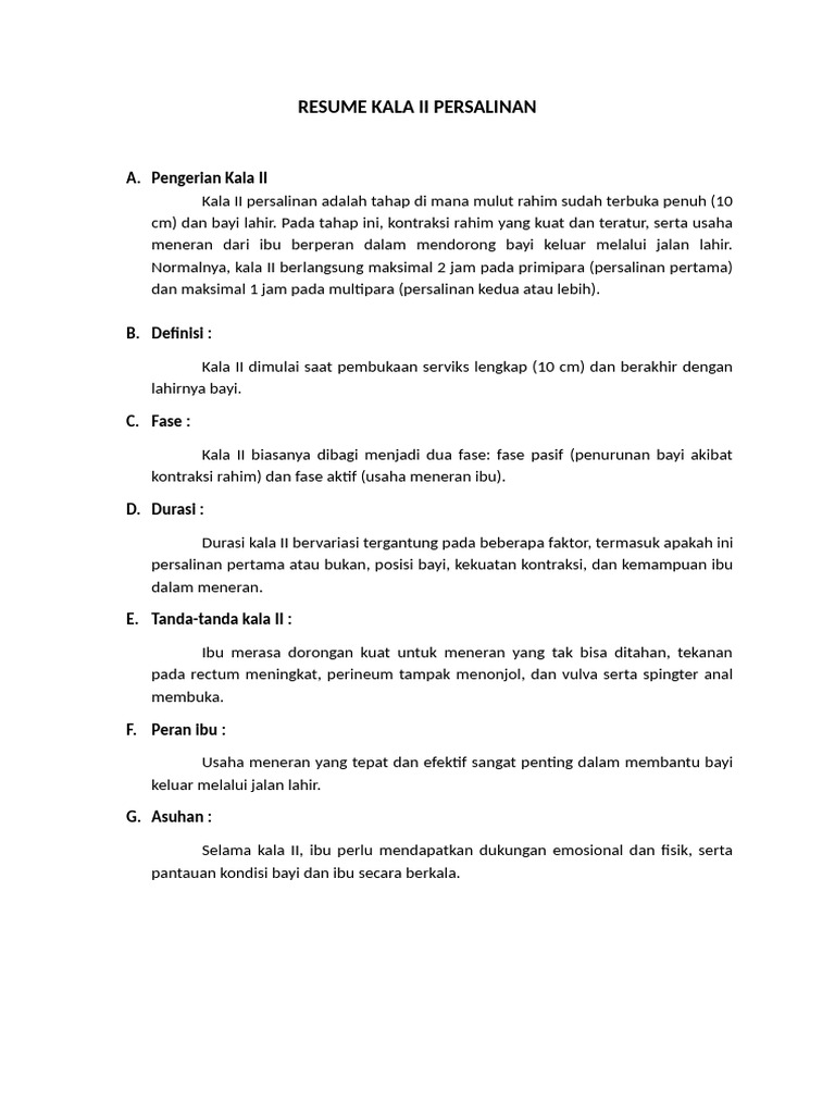Pahami Kala II Persalinan dan Fase-Fasenya | PDF